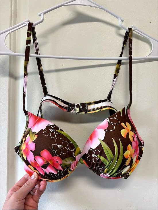 Athena Other - Women’s Vintage Y2K Style Bathing Suit Top Brown Floral Athena Size 10